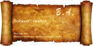 Bohner Andor névjegykártya